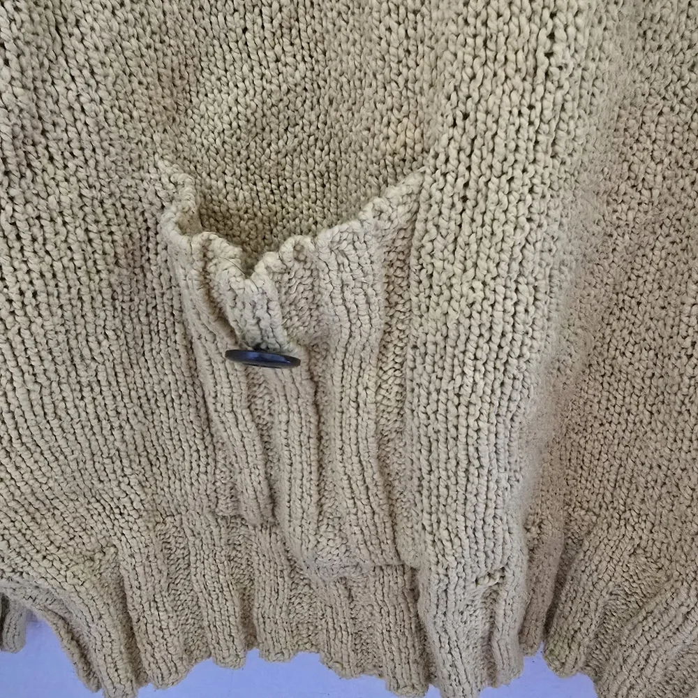 Mustard yellow knit sweater with one pocket, size large. - Picture 2 of 4